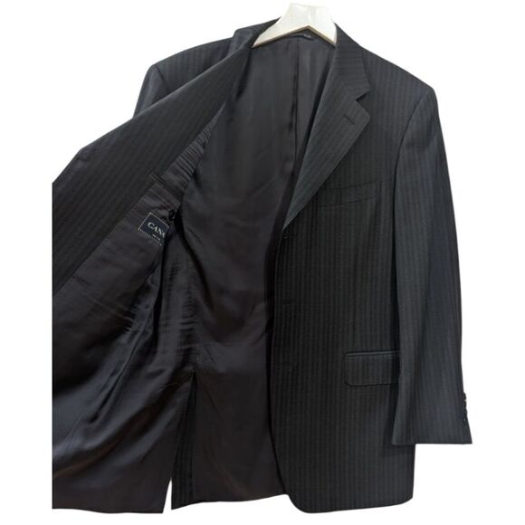 Canali Super 120's Italy Men's EU 50R Black Wool Pinstripe Blazer Three Button - Picture 4 of 11